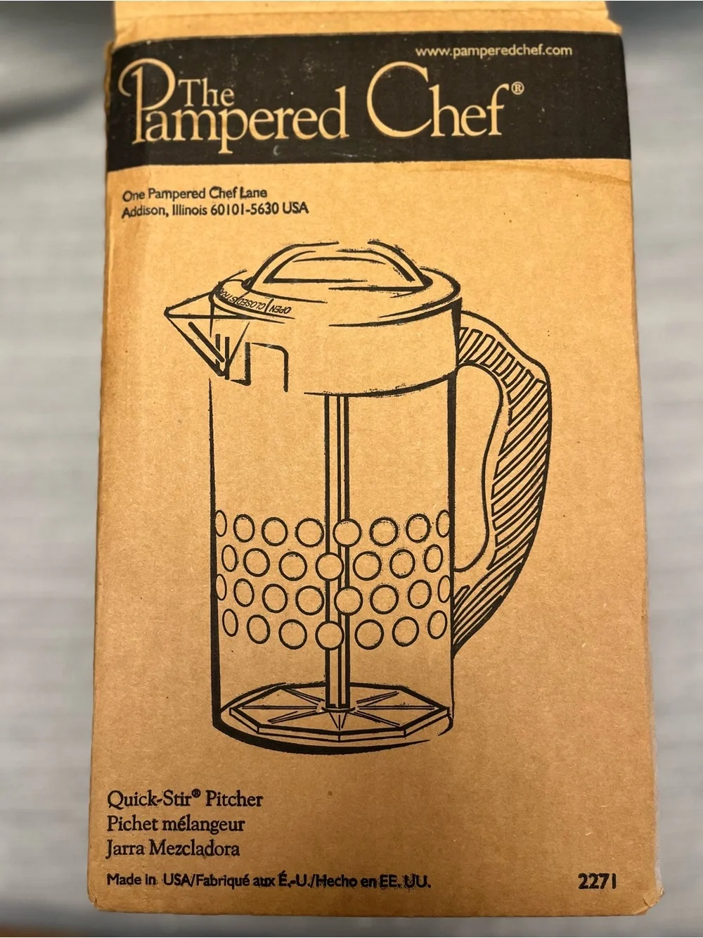 Pampered Chef 2 Quart Quick-Stir Pitcher 2271 Polka Dots COMPLETE Box,Directions - Picture 9 of 9
